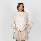 Maria Inês – Cardigan Oversized com Botões Statement de Luxo