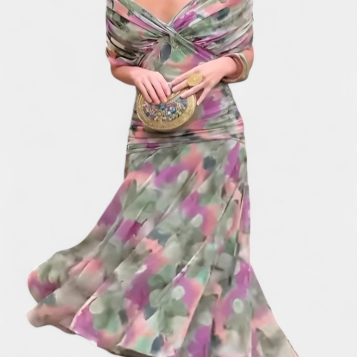 Alondra – Vestido com Estampa Floral e Cintura Esculpida