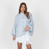 Maria Inês – Cardigan Oversized com Botões Statement de Luxo