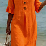 Vestido informal de mulher com botões