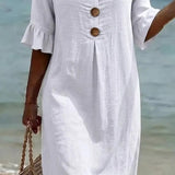 Vestido informal de mulher com botões