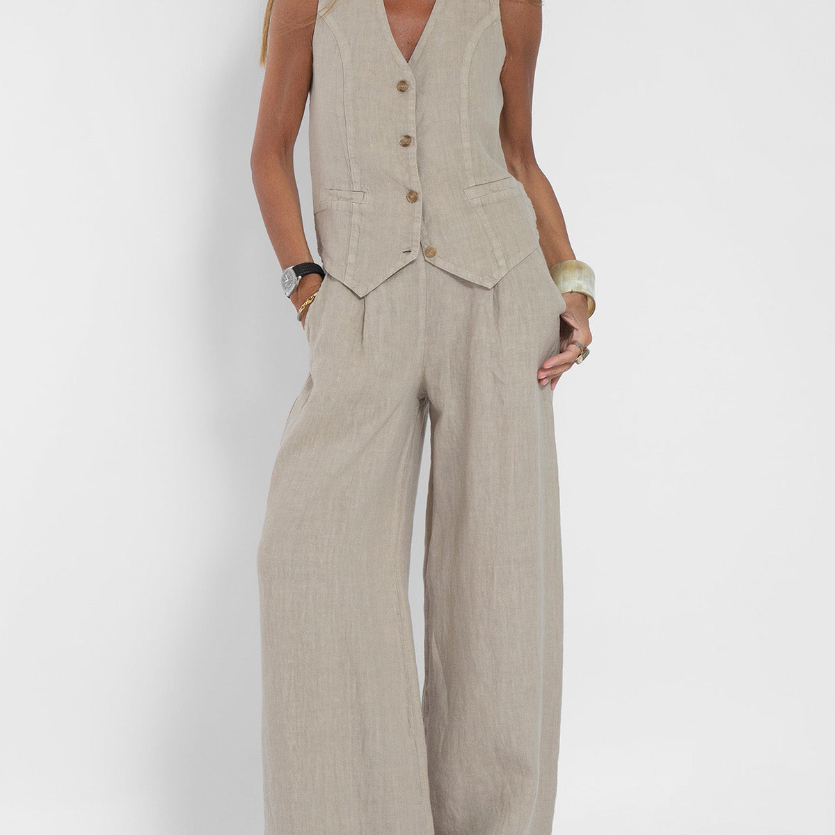 Ella | Conjunto de calças largas com colete