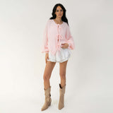 Olívia – Cardigã de Malha Grossa com Laço