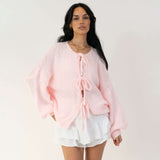 Olívia – Cardigã de Malha Grossa com Laço