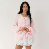 Olívia – Cardigã de Malha Grossa com Laço