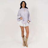 Maria Inês – Cardigan Oversized com Botões Statement de Luxo