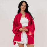 Maria Inês – Cardigan Oversized com Botões Statement de Luxo