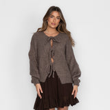 Olívia – Cardigã de Malha Grossa com Laço