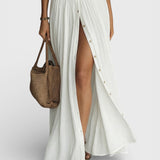 Amélia — Vestido maxi elegante com colarinho