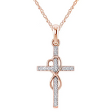 Colar com pendente em forma de cruz feito de liga de diamante