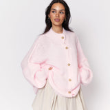 Maria Inês – Cardigan Oversized com Botões Statement de Luxo