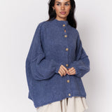 Maria Inês – Cardigan Oversized com Botões Statement de Luxo