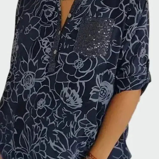 Johanne | Blusa de flores azuis