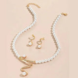 Conjunto de Colar e Brincos de Pérolas Naturais