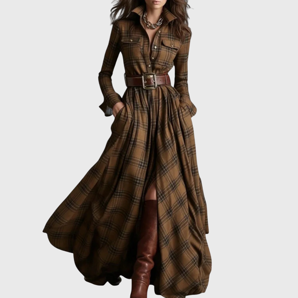 Lina - Maxi vestido xadrez