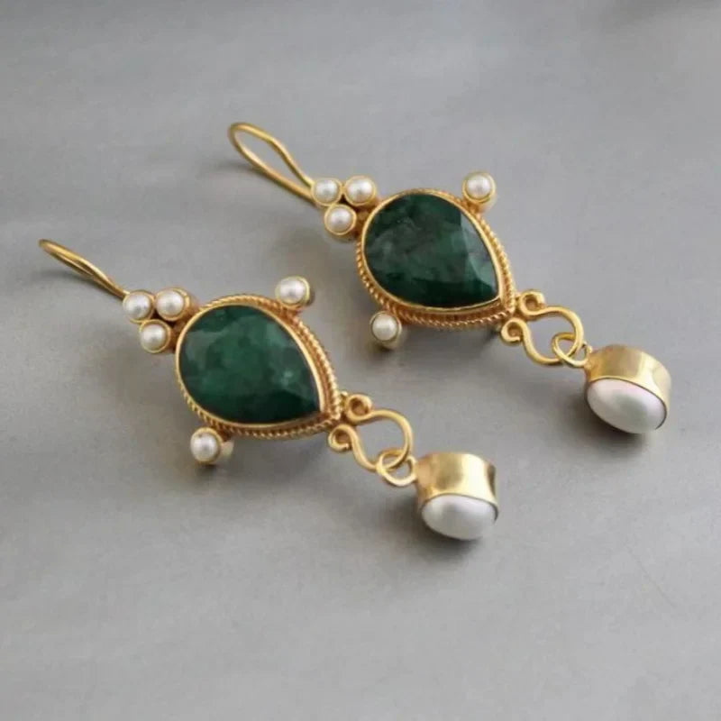 Brincos Vintage com Rubi e Pérola