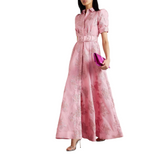 Beatrice - Vestido rosa com mangas bufantes