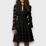 Patrícia – Vestido Midi com Franjas Transparentes