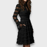 Patrícia – Vestido Midi com Franjas Transparentes