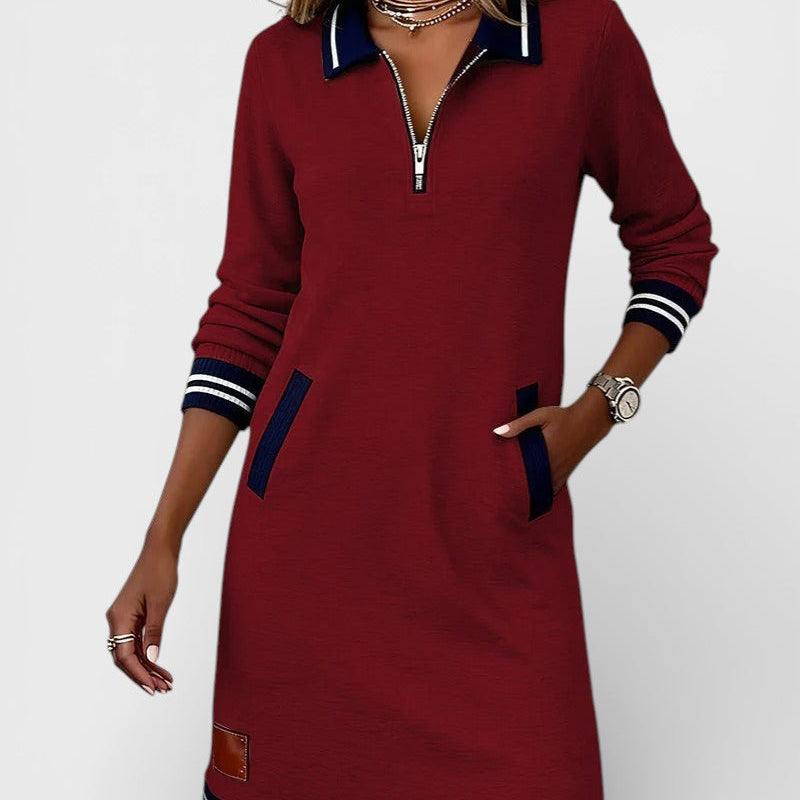 Conceição - Vestido Chic Com Mangas Longas em Algodão