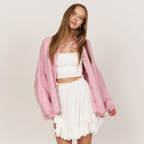 Maria Inês – Cardigan Oversized com Botões Statement de Luxo