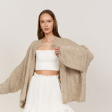 Maria Inês – Cardigan Oversized com Botões Statement de Luxo